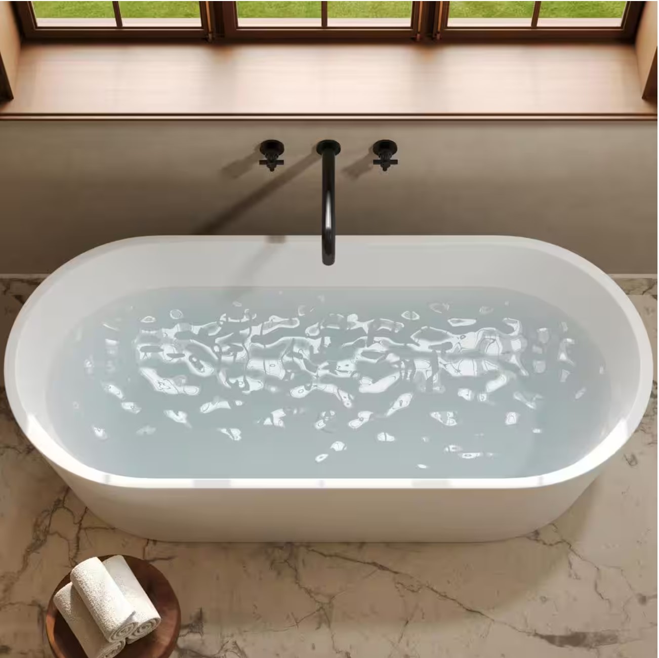 11 in. Long Spout Double-Handle Wall Mount Roman Tub Faucet 6.74 GPM with Spot Resistant in Matte Black Valve Included