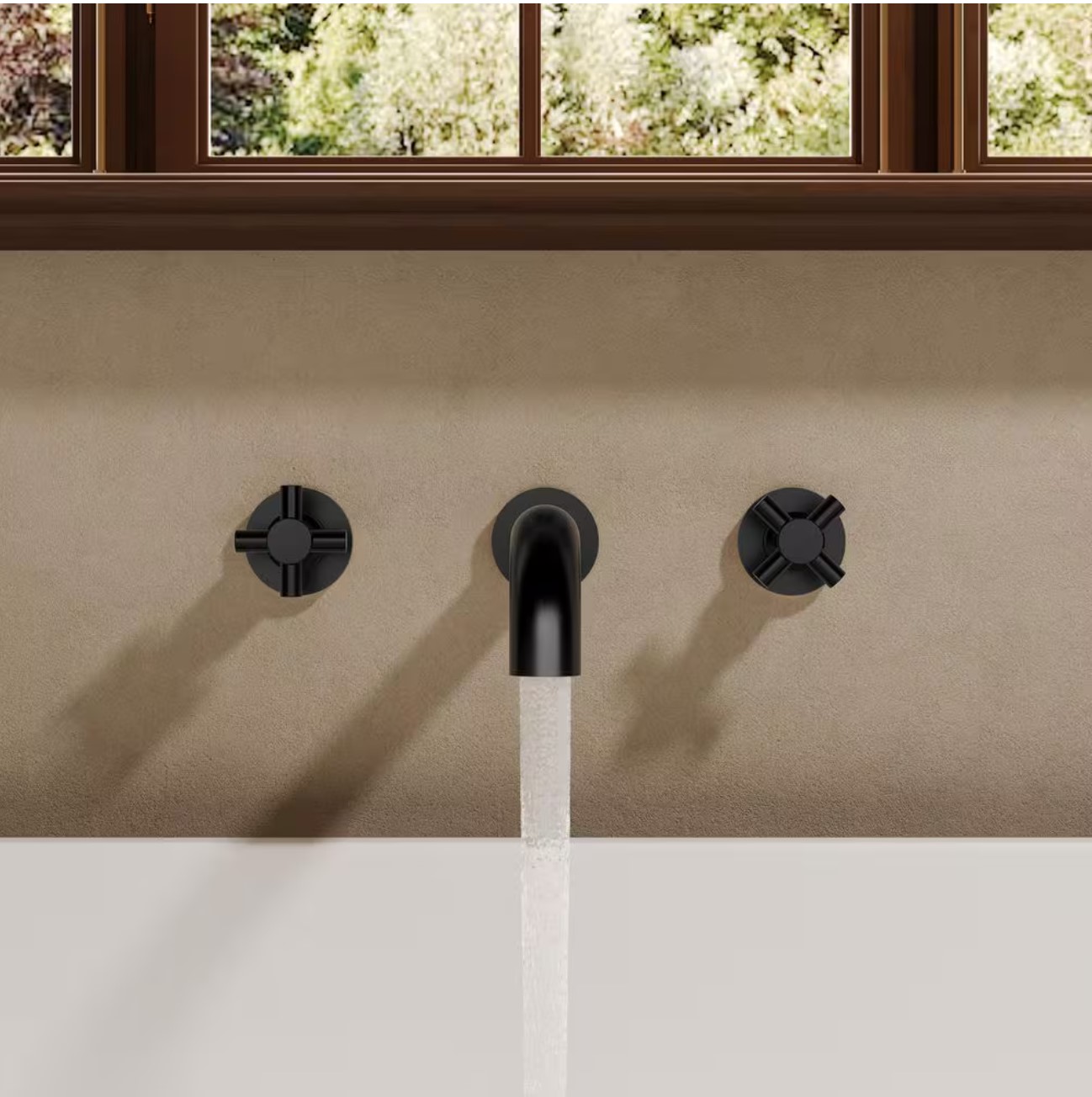 11 in. Long Spout Double-Handle Wall Mount Roman Tub Faucet 6.74 GPM with Spot Resistant in Matte Black Valve Included