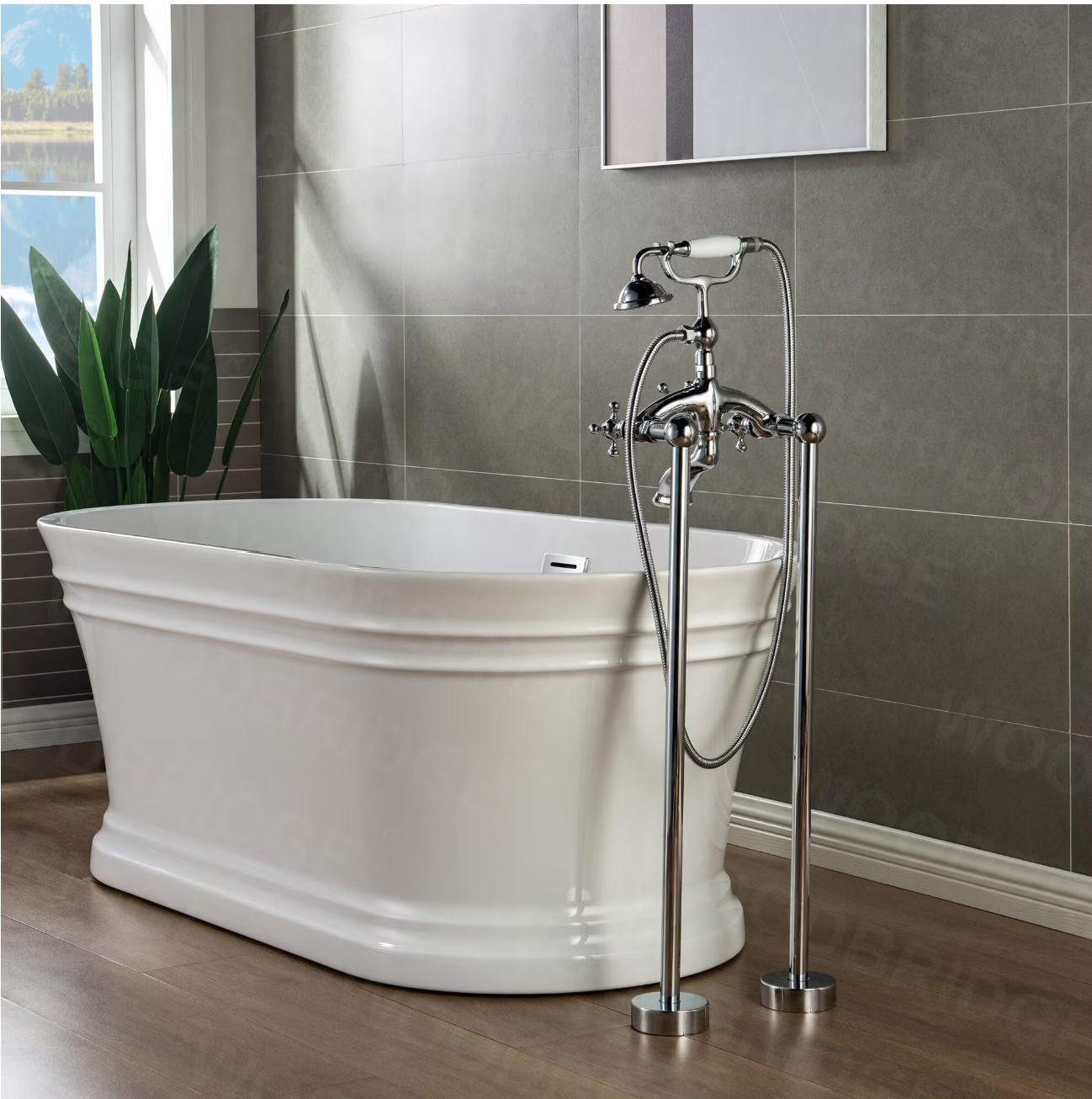 Malibu 3-Handle Claw Foot Freestanding Tub Faucet with Hand Shower in Polished Chrome